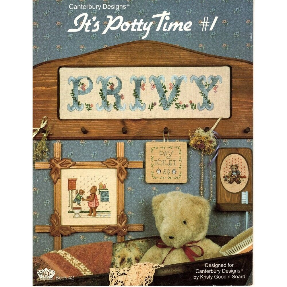 Canterbury Designs Its Potty Time no 1 Vintage Counted Cross Stitch Patterns